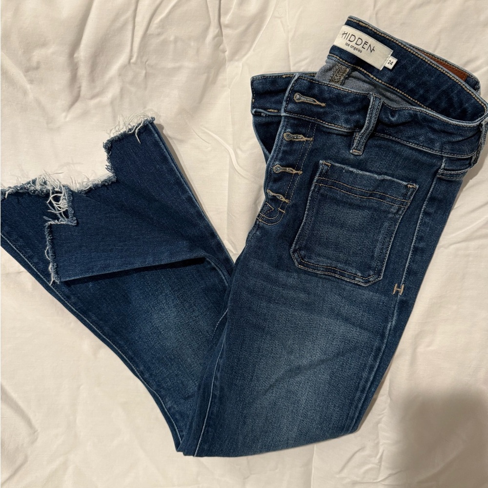 Hidden dark wash pocket jeans